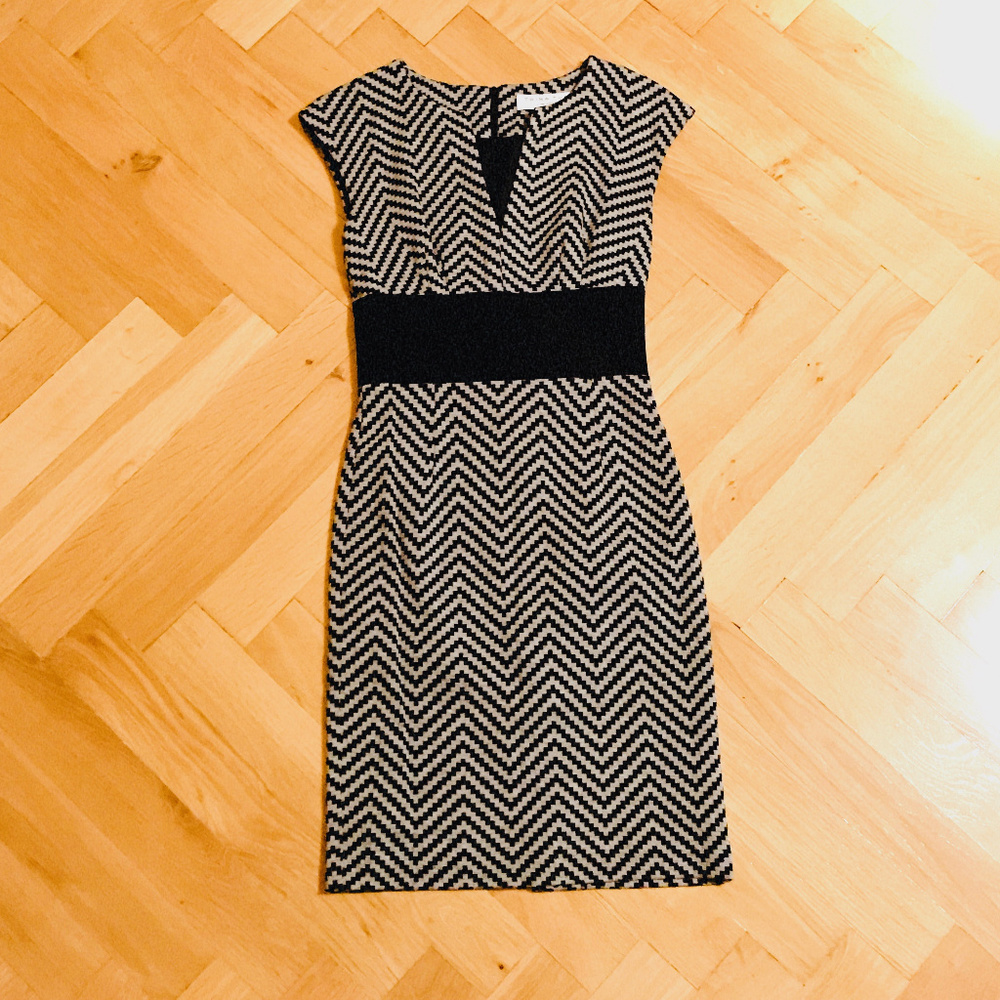 TRINA TURK Geo-Pattern Black/Gray Cocktail Dress